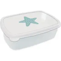 MuchoWow Broodtrommel Wit - Lunchbox - Brooddoos - Ster - Stippen - Pastel - Meiden - Jongens - Kids - 18x12x6 cm - Volwassenen