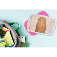 MuchoWow Broodtrommel Roze - Lunchbox - Brooddoos - Architectuur - Deur - Hout - Steen - 18x12x6 cm - Kinderen - Meisje