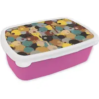 MuchoWow Broodtrommel Roze - Lunchbox - Brooddoos - Paintball - Camouflage - Patronen - Verf - 18x12x6 cm - Kinderen - Meisje