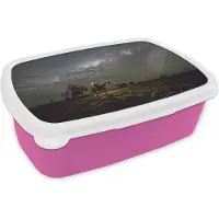 MuchoWow Broodtrommel Roze - Lunchbox - Brooddoos - Paard - Vrouw - Sterrenhemel - 18x12x6 cm - Kinderen - Meisje