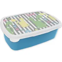 MuchoWow Broodtrommel Blauw - Lunchbox - Brooddoos - Katten - Pastel - Dieren - 18x12x6 cm - Kinderen - Jongen