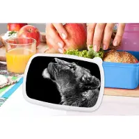 MuchoWow Broodtrommel Blauw - Lunchbox - Brooddoos - Leeuw - Dieren - Zwart wit - 18x12x6 cm - Kinderen - Jongen