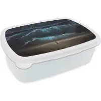 MuchoWow Broodtrommel Wit - Lunchbox - Brooddoos - Strand - Zee - Vrouw - Golf - 18x12x6 cm - Volwassenen