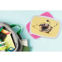 MuchoWow Broodtrommel Roze - Lunchbox - Brooddoos - Slak - Dieren - Helm - Geel - Spiegels - 18x12x6 cm - Kinderen - Meisje