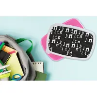 MuchoWow Broodtrommel Roze - Lunchbox - Brooddoos - Muziek - Zwart Wit - Patroon - 18x12x6 cm - Kinderen - Meisje