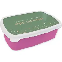MuchoWow Broodtrommel Roze - Lunchbox - Brooddoos - Quotes - 'Onze nieuwe namen zijn opa en oma' - Spreuken - 18x12x6 cm - Kinderen - Meisje