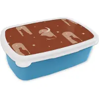 MuchoWow Broodtrommel Blauw - Lunchbox - Brooddoos - Sterren - Kat - Design - 18x12x6 cm - Kinderen - Jongen