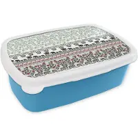 MuchoWow Broodtrommel Blauw - Lunchbox - Brooddoos - Planten - Olifant - Patroon - 18x12x6 cm - Kinderen - Jongen
