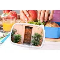 MuchoWow Broodtrommel Blauw - Lunchbox - Brooddoos - Deur - Hout - Planten - Groen - 18x12x6 cm - Kinderen - Jongen