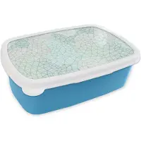 MuchoWow Broodtrommel Blauw - Lunchbox - Brooddoos - Geometrie - Patroon - Groen - 18x12x6 cm - Kinderen - Jongen