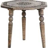 Beliani WANDILO - Bijzettafel-Donkere houtkleur-Mangohout