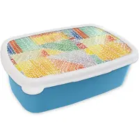 MuchoWow Broodtrommel Blauw - Lunchbox Patronen - Mozaïek - Abstract - Brooddoos 18x12x6 cm - Brood lunch box - Broodtrommels voor kinderen en volwassenen