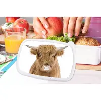 MuchoWow Broodtrommel Wit - Lunchbox - Brooddoos - Schotse hooglander - Dieren - Bruin - Natuur - 18x12x6 cm - Volwassenen