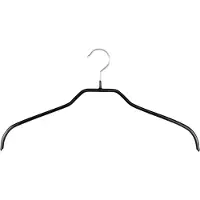 Mawa [Set van 5] 41F - dunne ruimtebesparende metalen kledinghangers met zwarte anti-slip coating voor o.a. blouses, jurkjes en shirts