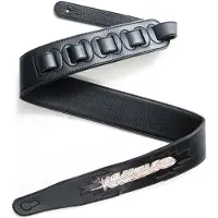Fame Garment Leather Feather Black - Gitaarband