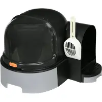 PawHut Katzenklo, Katzentoilette 52 x 60 x 42 cm mit Deckel, ausziehbares Tablett, Schloss, Schaufel, Grau