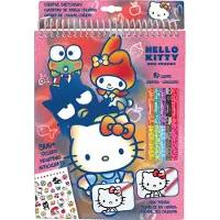 Hello Kitty & Friends Kleurset – Creatief Schetsboek met 5 Kleurpotloden & 300 Stickers – Teken- en Knutselset