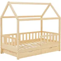 Juskys Kinderbed Marli - 80 x 160 cm - Houtkleur - Incl. bedlades