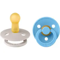 BIBS Colour Fopspenen - Maat 2 - 2-pack - Rond - Paddestoel/Bree - - OneSize - Fopspenen