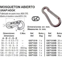 Kong Italy Open Snap Shackle 10 Units Zilver 8 mm