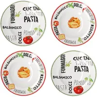 MamboCat Set van 4 pastaborden met decor 2x groen & 2x rood 26,5cm - 27020606