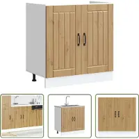 vidaXL Keukenopbergruimte - Spoelbakonderkast - Spoelbakonderkast Lucca bewerkt hout artisanaal eikenkleur - Houten Kast - Lucca Serie - Bewerkt Hout