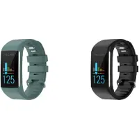 Strap-it Bundel van 2 Siliconen Banden - Geschikt voor Polar A360 / A370 - Horlogeband / Polsband / Armband / Sportarmband - Siliconen Armband - Zwart & Grijs/Groen - Waterbestendig & zweetbestendig