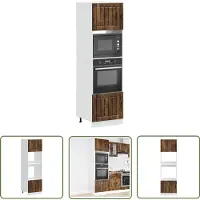 vidaXL Keukenapparatuur - Ovenkasten - Ovenkasten 2 st Lucca bewerkt hout gerookt eikenkleurig - Houten Kast - Bergruimte - Kalmar Serie