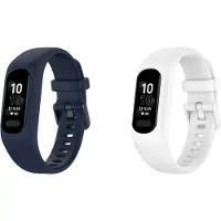 Strap-it Bundel van 2 Siliconen Bandjes - Geschikt voor Garmin Vivosmart 5 - Donkerblauw & Wit - Sportbandje - Sportarmband - Siliconen Band - Waterbestendig & zweetbestendig