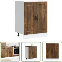 vidaXL Keukenkasten - Spoelbakonderkast - Spoelbakonderkast Lucca bewerkt hout gerookt eikenkleurig - Lucca Serie - Bewerkt Hout - Gerookte Eik