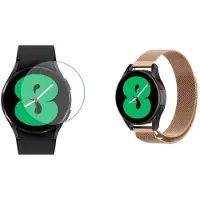 Strap-it Milanese band + Screenprotector - geschikt voor Samsung Galaxy Watch 7 40mm / Watch 6 40mm/ Watch 5 40mm /Watch 4 40mm / Watch FE - RVS Stalen band - Magnetische sluiting - Roze goud
