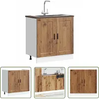 vidaXL Spoelbakonderkast Porto - 80x46x81,5 cm - Hout Spoelbakonderkast - Keukenkasten - Houten Kast - Opslagruimte - Keukenopstelling