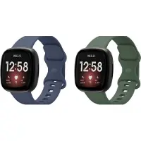 Strap-it bundel van 2 siliconen banden - Geschikt voor Fibit Versa 3 / Fitbit Versa 4 / Fitbit Sense / Fitbit Sense 2 - Siliconen horlogebandje - sportbandje - Maat L - Donkerblauw & Donkergroen