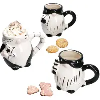 MamboCat Set van 3 kabouterkoffiemokken, zwart en wit, verschillende ontwerpen - 23105387