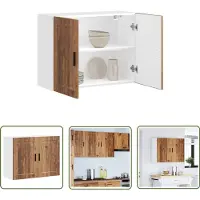 vidaXL Keukens - Keukenkasten - Keukenwandkast Porto bewerkt hout oud houtkleurig - Opslagoplossing - Houten Kast - Vintage Stijl