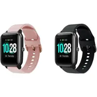 Strap-it Bundel van 2 Siliconen Bandjes - Geschikt voor ID205L - Zwart & Roze - Sportbandje - Sportarmband - Siliconen Band - Waterbestendig & zweetbestendig