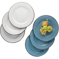 MamboCat Set van 6 ROME wit & blauw steengoed dinerborden voor 6 personen - 3x 24323274 & 3x 24323250