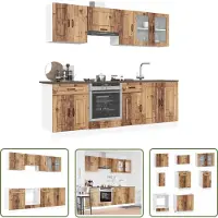 vidaXL Keukenkastenset - Keuken Kast - 8-delige Keukenkastenset Kalmar bewerkt hout oud houtkleurig - Hout Keuken - Oude Houten Kleur - Opslag Oplossing
