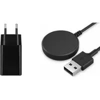 Strap-it USB Oplaadkabel + Adapter 5W – Geschikt voor Samsung Galaxy Watch Active / Active 2 / Watch 3 (41 & 45mm) – Snelladen & Veilig – Zwart