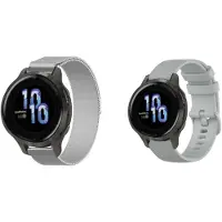 Strap-it Milanese Band (Zilver) + Siliconen Band (Grijs) - Geschikt voor Venu 2S - RVS Stalen Band - Magnetisch Bandje - Sportarmband - Luxe & ademend ontwerp