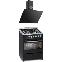 Gurari GCH E 610 BL, gasfornuis vrijstaand 60 cm+GCH D 286 BL Prime Afzuigkap 60 cm