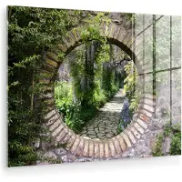 MuchoWow Glasschilderij 40x30 cm - Schilderij acrylglas - Bos - Stenen - Doorkijk - Pad - Foto op glas - Muurdecoratie woonkamer - Wanddecoratie slaapkamer - Schilderijen