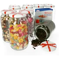 MamboCat Set van 12 ronde potten 1062 ml Naar 82 lint decor deksel incl. Diamant Gelierzauber receptenboekje