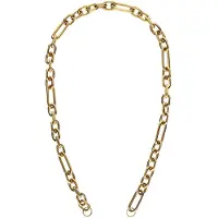 Lucardi Dames Stalen goldplated bedel ketting figaro - Ketting - Staal - Goudkleurig - 40 cm