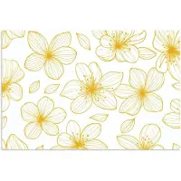 PosterMonkey Poster 120x80 cm - Bloemen - Patroon - Illustratie - Geel - Posters - Kamer decoratie - Wanddecoratie woonkamer - Muurdecoratie slaapkamer