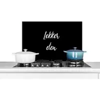 KitchenYeah Spatscherm keuken 60x40 cm - Kookplaat achterwand Quotes - Eten - Spreuken - Lekker eten - Muurbeschermer - Spatwand fornuis - Hoogwaardig aluminium