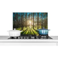 KitchenYeah Spatscherm keuken - Keuken achterwand - Zon - Gras - Natuur - Muurbeschermer - 60x40 cm - Keuken - Keuken decoratie - Spatwand kookplaat