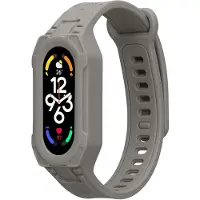 Kwmobile smartwatch bandje en bumper van silicone - geschikt voor Xiaomi Smart Band 10 / Smart Band 9 / 8 7 6 5 4 3 - in grijs - Optimale bescherming