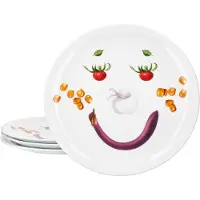 MamboCat 4-delige set pizzabordjes SMILEY Ø30,5 cm van porselein - 2702054