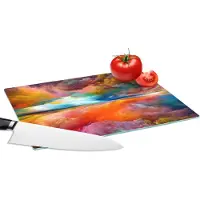 KitchenYeah Glazen Snijplank - 28x20 - Schilderij - Olieverf - Abstract - Wolken - Snijplanken Glas
